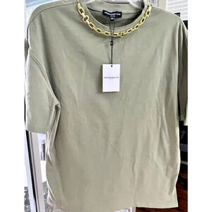 GENERATION LOVE Blouse Jerry Gold Chain Green SAGE t-shirt XXS Oversized $143